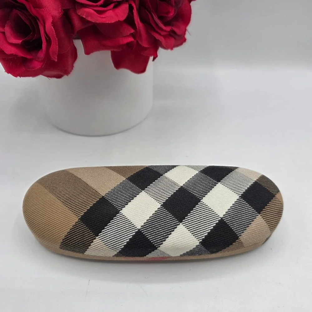 Burberry‎ Nova Check Hard Shell Sunglass Eyeglass Case Beige Black Made Italy
